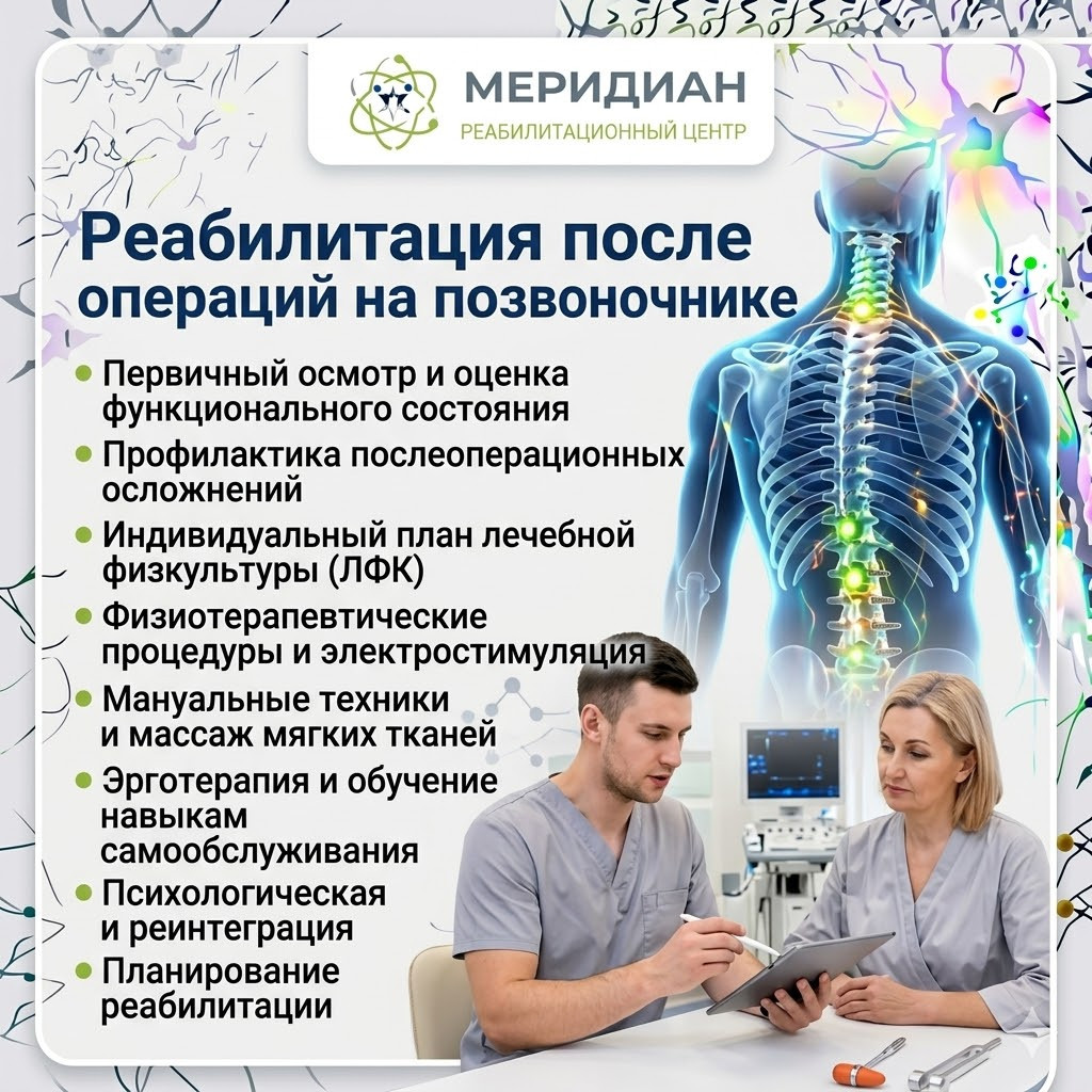 Реабилитация после операций на позвоночнике в центре Меридиан