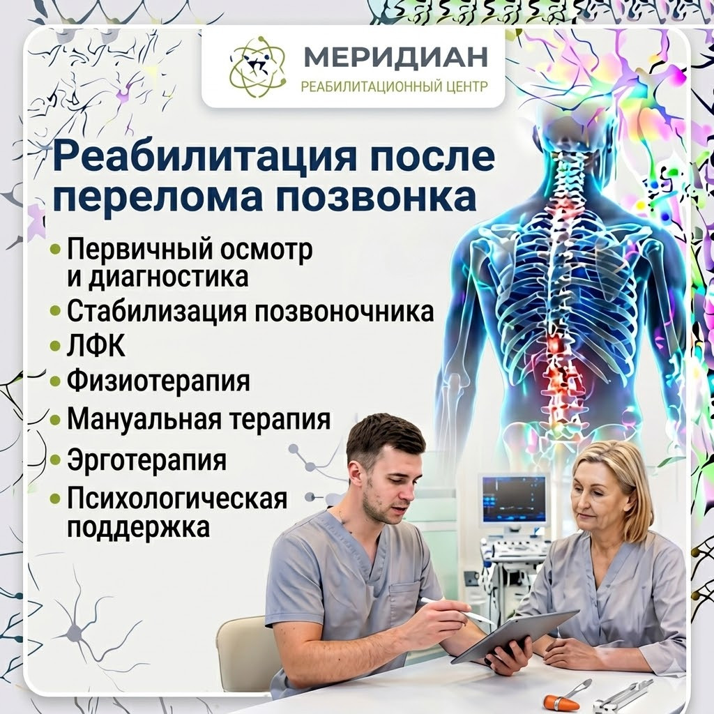 Реабилитация после перелома позвонка в Краснодаре Реабилитация после перелома позвонка в центре Меридиан