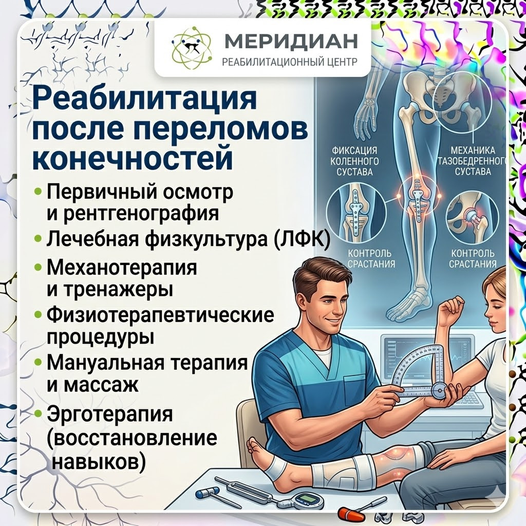 Реабилитация после переломов конечностей в Краснодаре Реабилитация после переломов конечностей в центре Меридиан