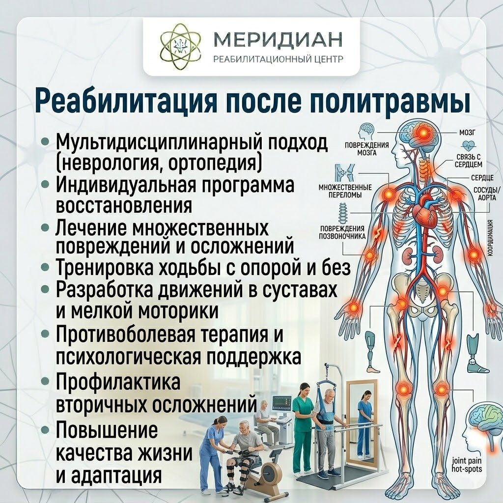 Реабилитация после политравмы в Краснодаре Реабилитация после политравмы в центре Меридиан