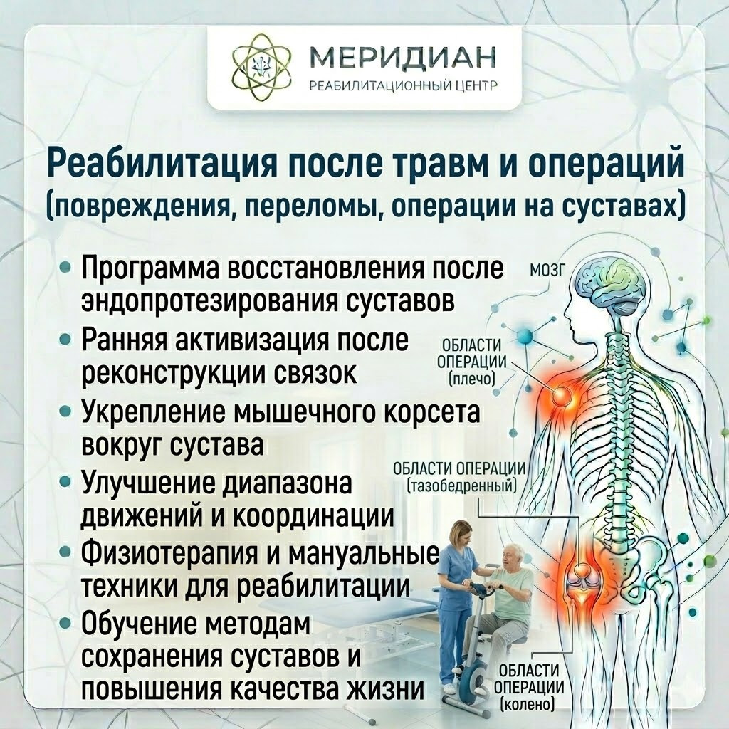 Реабилитация после травм и операций в Краснодаре Реабилитация после травм и операций в центре Меридиан
