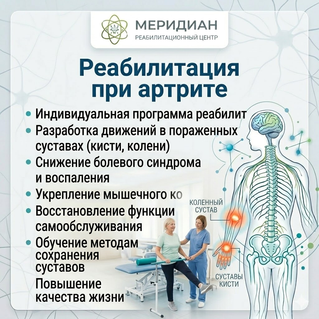 Реабилитация при артрите в Краснодаре Реабилитация при артрите в центре Меридиан