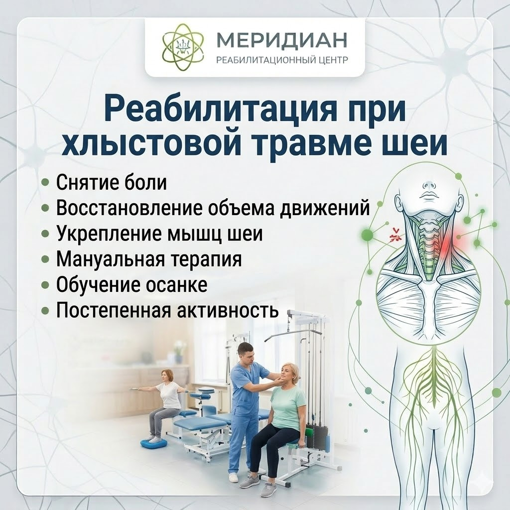 Реабилитация при хлыстовой травме шеи — центр Меридиан, Краснодар Реабилитация при хлыстовой травме шеи в центре Меридиан