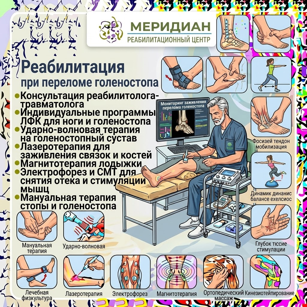 Реабилитация после перелома голеностопа в Краснодаре Реабилитация после перелома голеностопа в центре Меридиан
