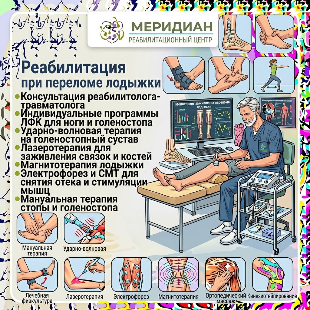 Реабилитация после перелома лодыжки в Краснодаре Реабилитация после перелома лодыжки в центре Меридиан