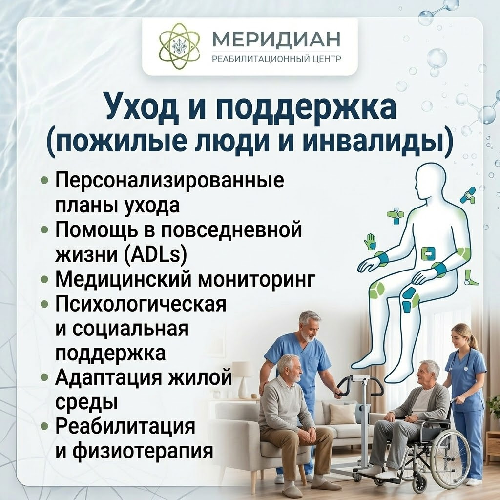 Уход и поддержка пожилых людей и инвалидов в Краснодаре Уход и поддержка пожилых людей и инвалидов в центре Меридиан Краснодар